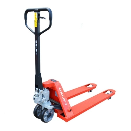 фото ручная гидравлическая тележка oxlift ox25p-ru premium 2500 кг, резина