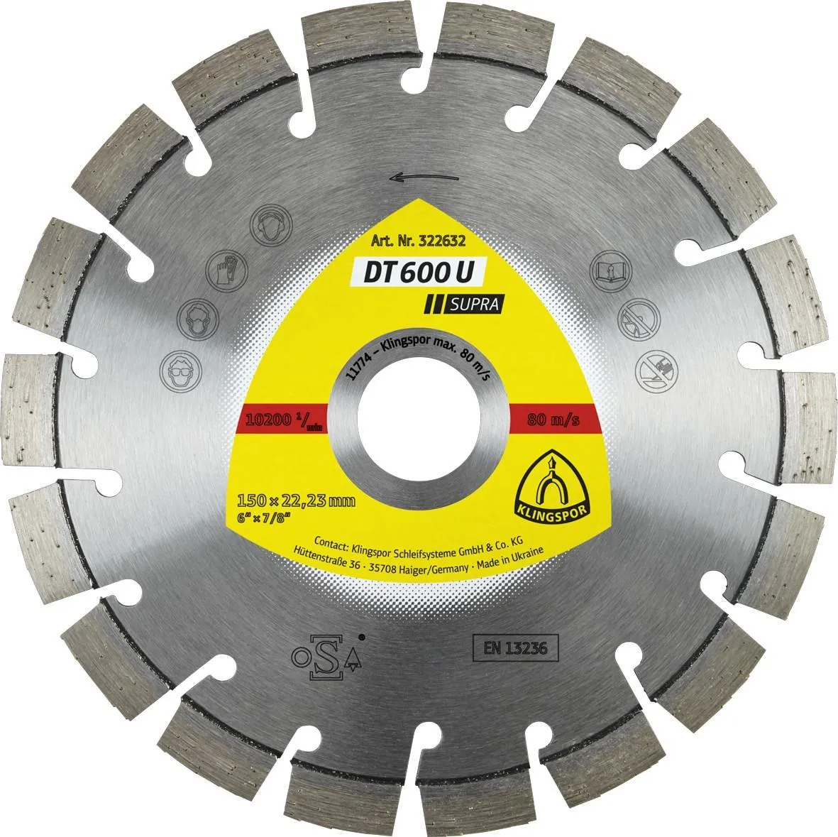Круг алмазный DT 600 U SUPRA 230 X 2.6 X 22 30 сегм.